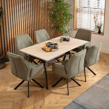 Quatropi Carter Ceramic Extending Dining Set - 6 Seater - Green