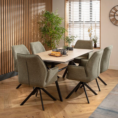 Quatropi Carter Ceramic Extending Dining Set - 6 Seater - Green
