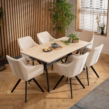 Quatropi Carter Ceramic Extending Dining Set - 6 Seater - Mink