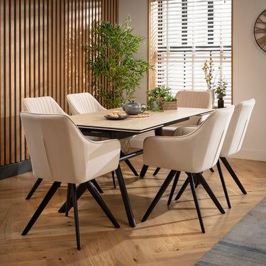 Quatropi Carter Ceramic Extending Dining Set - 6 Seater - Mink