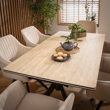 Quatropi Carter Ceramic Extending Dining Set - 6 Seater - Mink