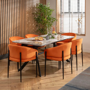Quatropi Carter Ceramic Extending Dining Set - 6 Seater - Orange