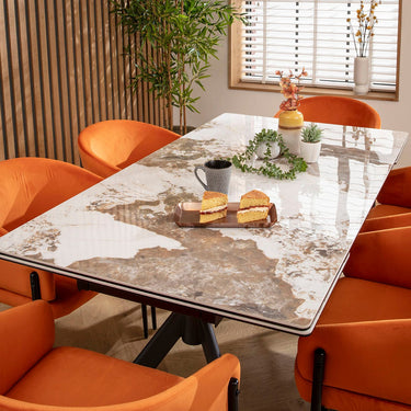 Quatropi Carter Ceramic Extending Dining Set - 6 Seater - Orange