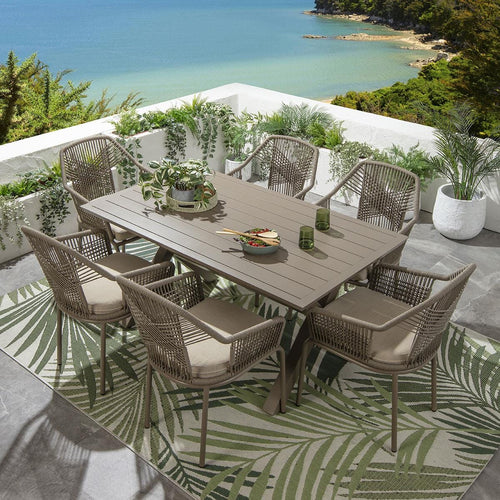 Cia 6 Seater Outdoor Garden Dining Set Aluminium Beige