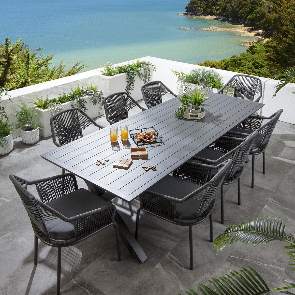 Quatropi Cia 8 Seater Outdoor Garden Dining Set Aluminium Grey
