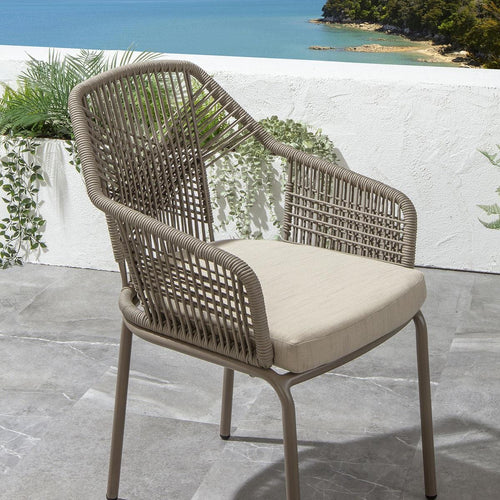 Cia Modern Aluminium Outdoor Garden Dining Chair Beige