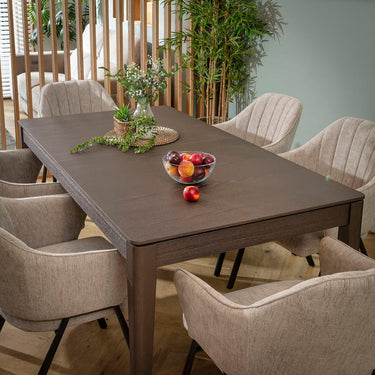 Quatropi Clara & Ruben Large 6 Seater Extendable Dining Set Grey & Brown Wood