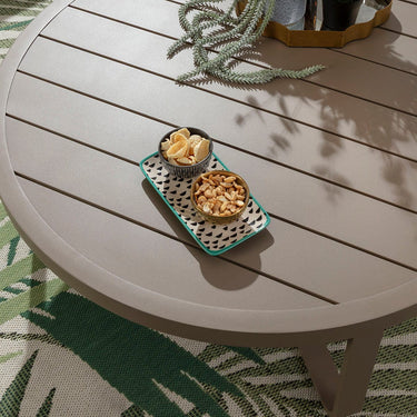 Quatropi Cleo Large Round Outdoor Garden Coffee Table Beige Aluminium 102cm