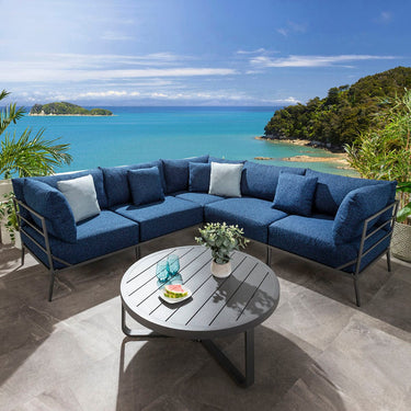 Quatropi Cleo Large Round Outdoor Garden Coffee Table Grey Aluminium 102cm