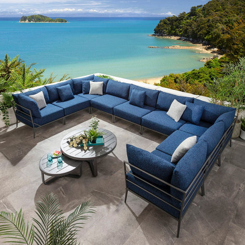 Cleo Large Modular Outdoor U-Shape Garden Corner Sofa Set Midnight Blue 425x255cm U10