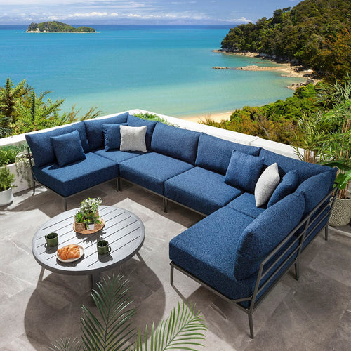 Cleo Modular Outdoor U-Shape Garden Corner Sofa Set Midnight Blue 340x170cm U7