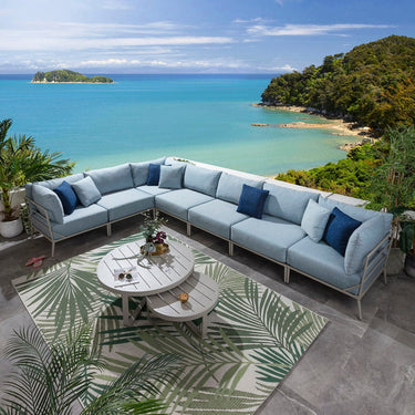 Quatropi Cleo Small Round Outdoor Garden Coffee Table Cream Aluminium 68cm