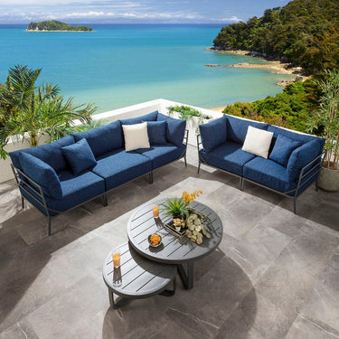 Quatropi Cleo Small Round Outdoor Garden Coffee Table Grey Aluminium 68cm