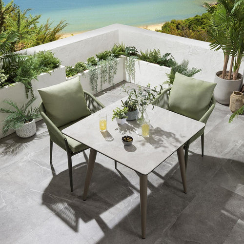 Cole 2 Seater Ceramic Outdoor Garden Dining Set Green & Beige