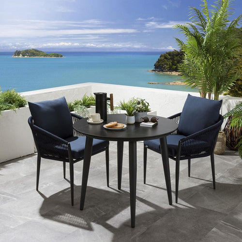 Cole 2 Seater Ceramic Outdoor Garden Dining Set Blue & Black