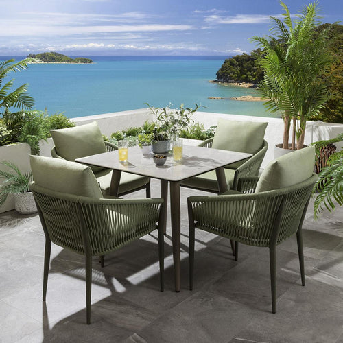 Cole 4 Seater Ceramic Outdoor Garden Dining Set Green & Beige