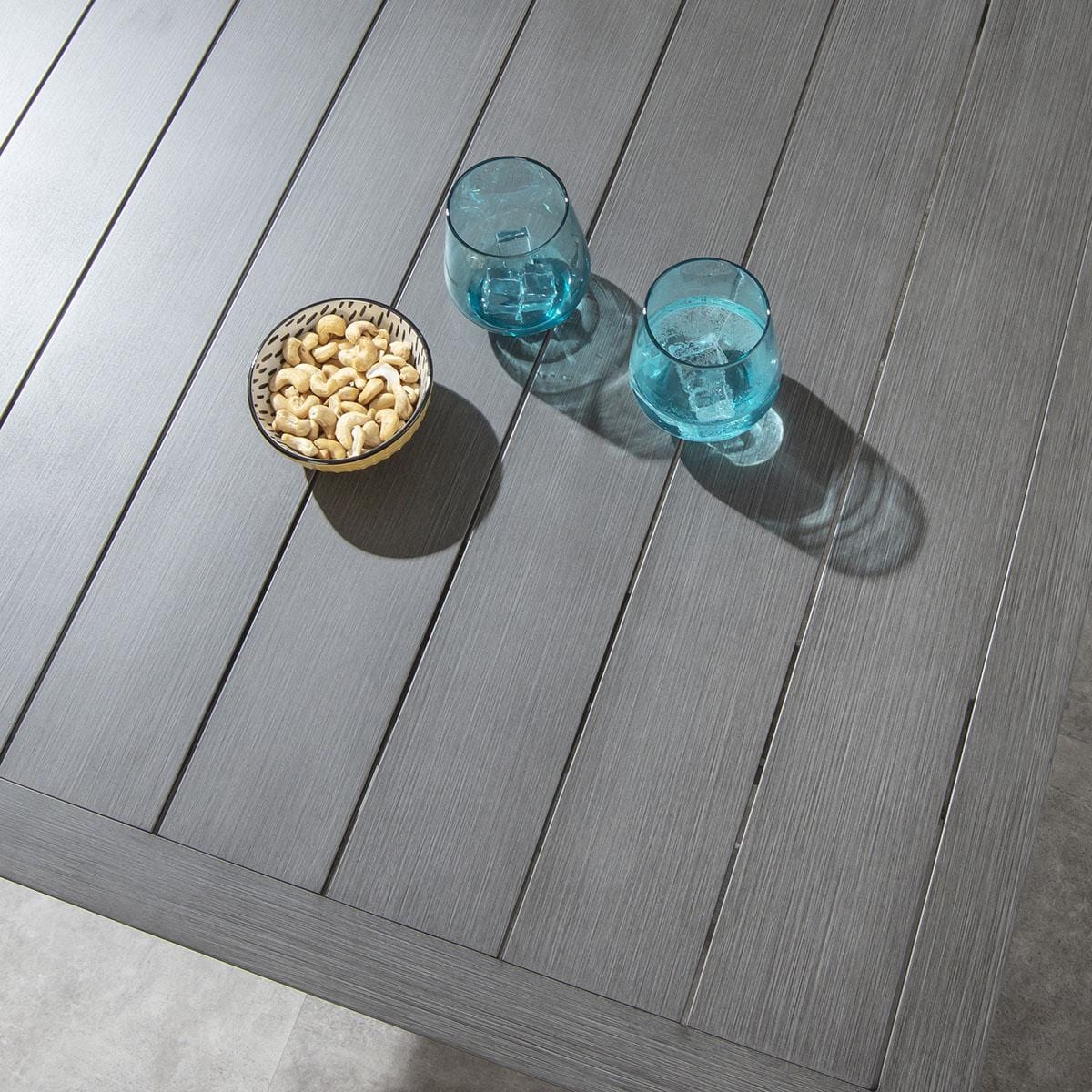Quatropi Cole 6 Seater Garden Dining Set Blue & Grey Wood Effect Aluminium