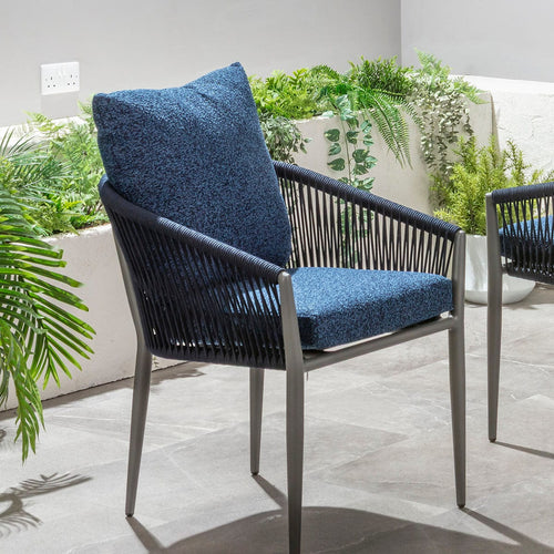 Cole Aluminium Rope Outdoor Garden Dining Chair Midnight Blue