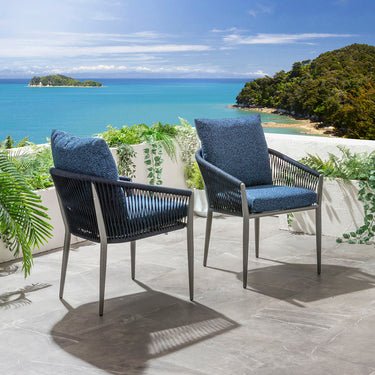 Quatropi Cole Aluminium Rope Outdoor Garden Dining Chair Midnight Blue