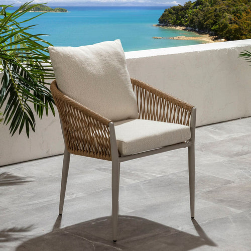 Cole Aluminium Rope Outdoor Garden Dining Chair Neutral Honey