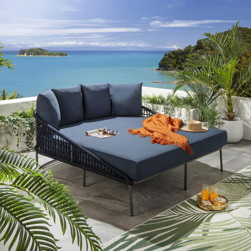 Cole Double Sun Lounger Daybed Blue 183x166cm