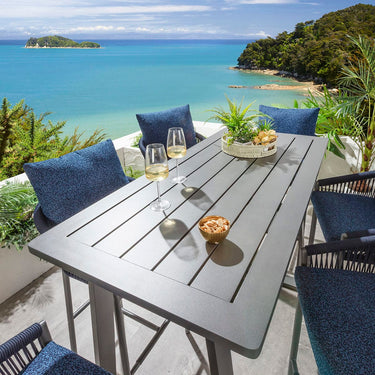 Quatropi Cole & Freddy 6 Seater Outdoor Garden Bar Set Midnight Blue & Grey Aluminium