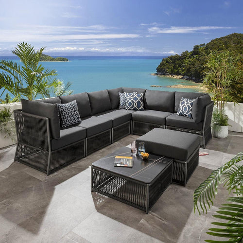 Cole Modular Garden Corner Sofa Set Grey 218x288cm L8B