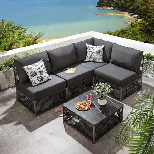 Cole Modular Garden Corner Sofa Set Grey 288x218cm L5B