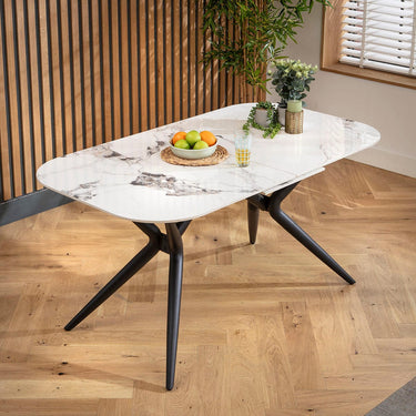 Quatropi Conor 6 - 8 Seat Ceramic Extending Dining Table 160-200cm White Gold