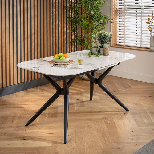 Conor 8 Seater Ceramic Extending Dining Table 160-200cm White Gold