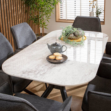 Quatropi Conor Ceramic Extending Dining Set - 6 Seater - Charcoal