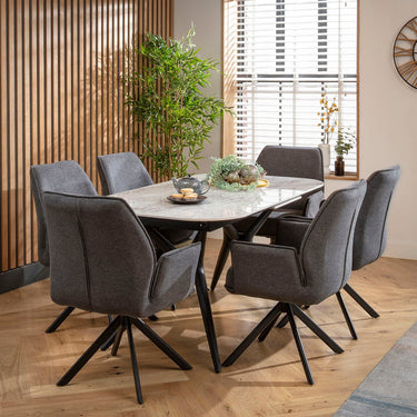 Quatropi Conor Ceramic Extending Dining Set - 6 Seater - Charcoal
