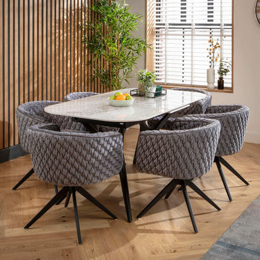 Quatropi Conor Ceramic Extending Dining Set - 6 Seater - Dark Grey
