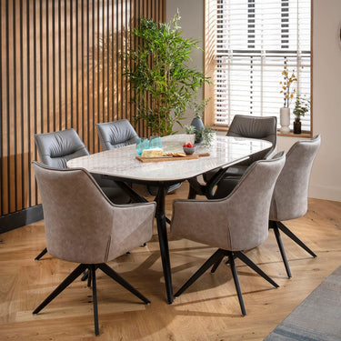 Quatropi Conor Ceramic Extending Dining Set - 6 Seater - Grey