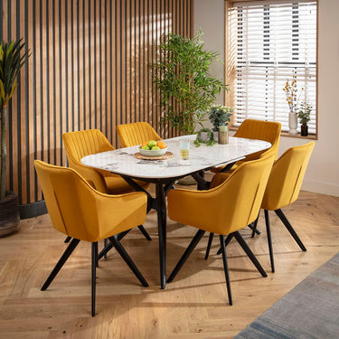 Quatropi Conor Ceramic Extending Dining Set - 6 Seater - Mustard