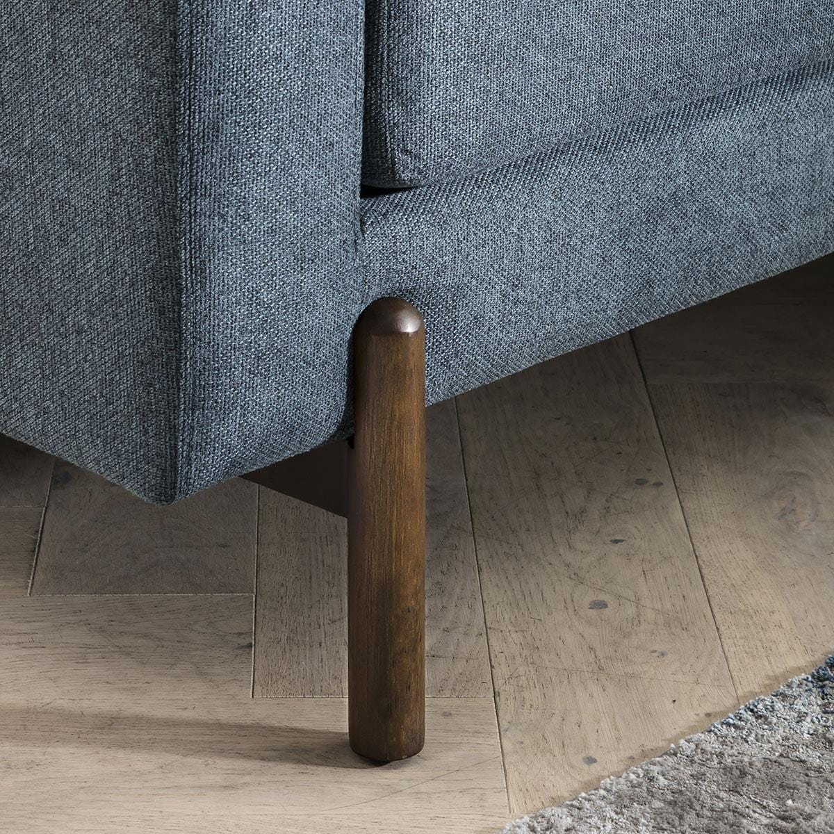 Contemporary 3 Seater Sofa Navy Fabric Three Seater Designer Sofa 210cm ...