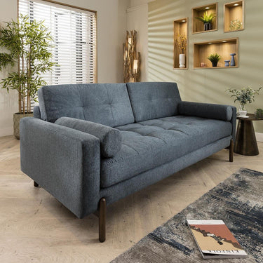 Quatropi Contemporary 3 Seater Sofa Navy Fabric Three Seater Designer Sofa 210cm