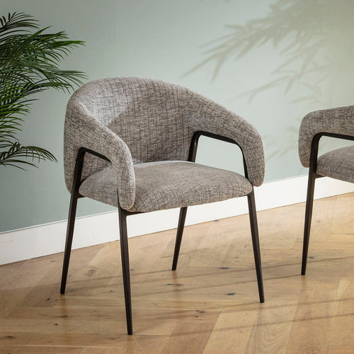 Peyton Contemporary Carver Dining Chair with Arms Mouse Grey