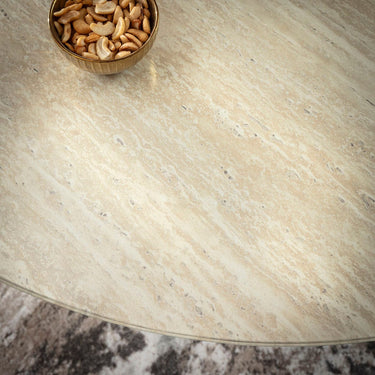Quatropi Contemporary Glass-Topped Round Coffee Table Cream 100cm