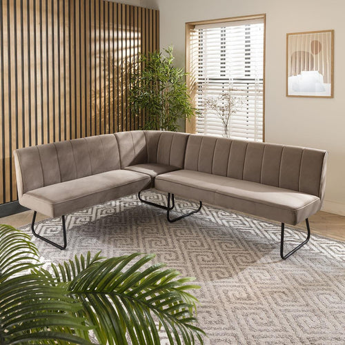 Quatropi Contemporary Kitchen Corner Dining Bench Seat Mink 5 Seater L/R
