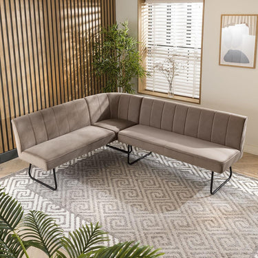 Quatropi Contemporary Kitchen Corner Dining Bench Seat Mink 5 Seater L/R