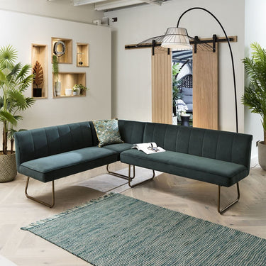 Quatropi Contemporary Kitchen Corner Dining Bench Seat Teal 5 Seater L/R