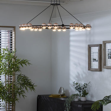 Quatropi Contemporary Ring Shape Chandelier Ceiling Light - Modern Black Pendant 85cm