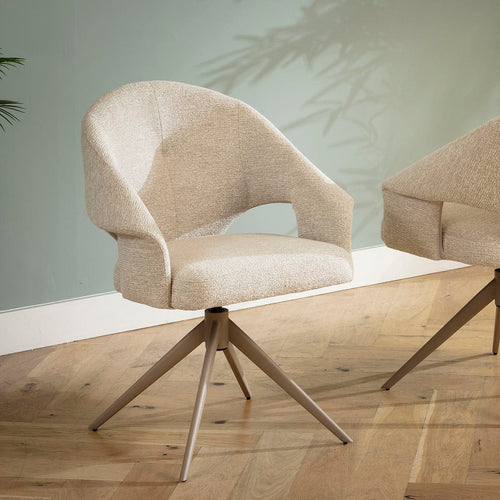 Willow Contemporary Swivel Dining Chair Fog Cream Fabric
