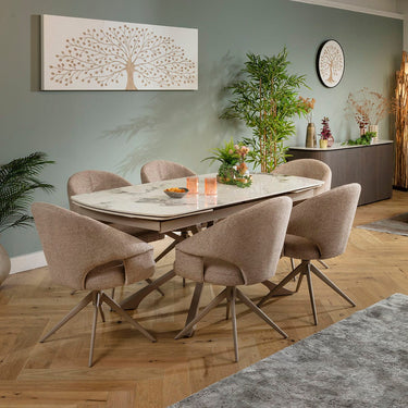 Quatropi Contemporary Swivel Kitchen Dining Room Chair Taupe Beige Fabric