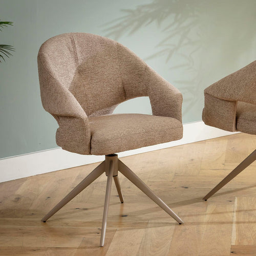Willow Contemporary Swivel Dining Chair Taupe Beige Fabric