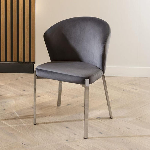 Zoe Velvet Dining Chair Grey & Silver