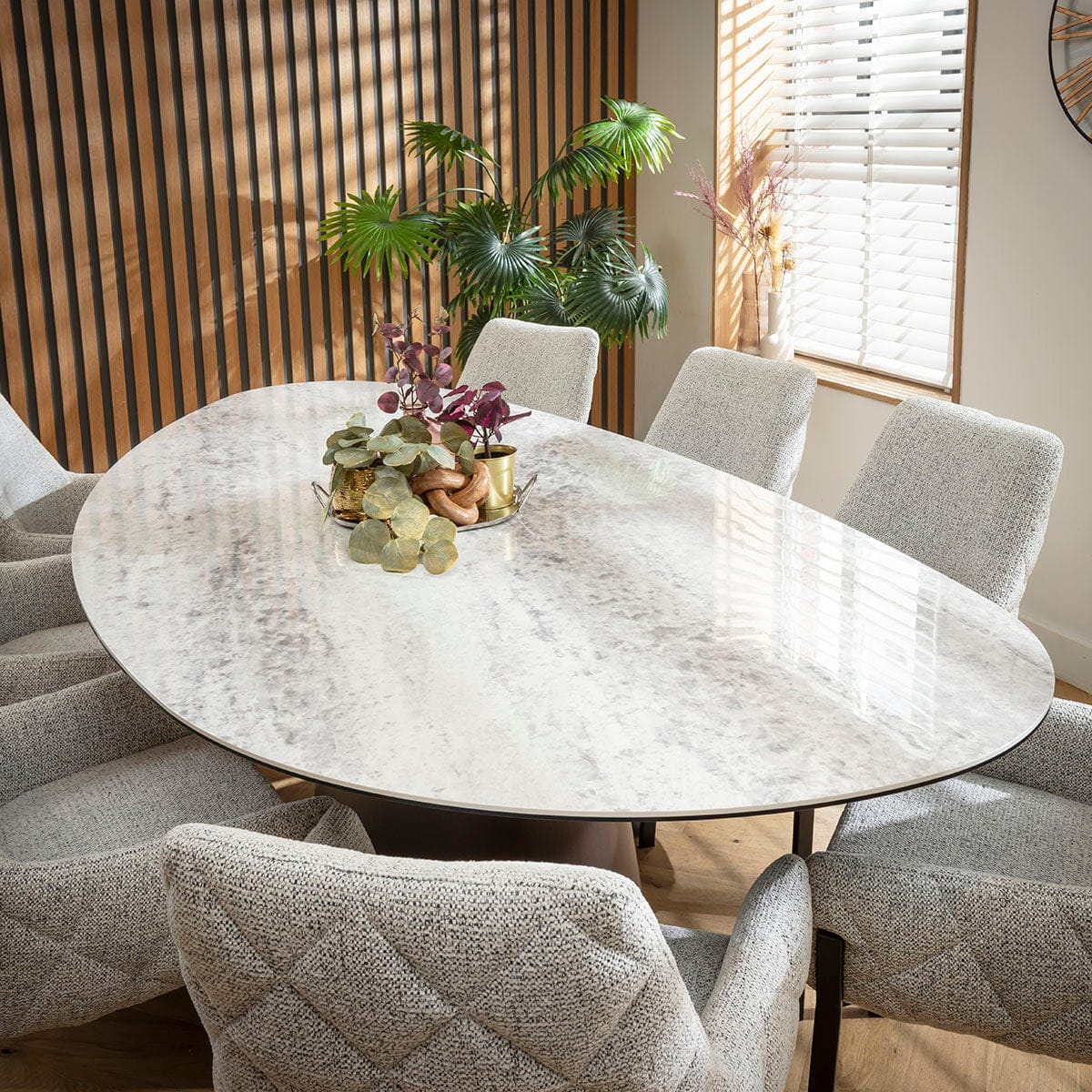 Large Contemporary Oval Dining Table and Chairs 8 Seater Set Grey ...