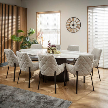 Quatropi Cora & Ashford Large 8 Seater Oval Dining Set Grey Ceramic