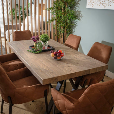 Quatropi Cora & Glasgow Wooden 6 Seater Dining Set Brown & Reclaimed Oak